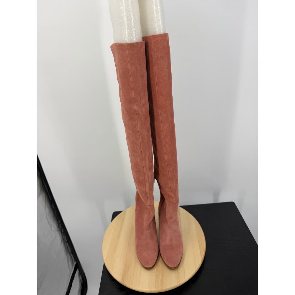 Sezane Anaelle Suede Over the Knee Boots EU 37 US 6 Dusty Pink 70s Romantic Boho - Picture 6 of 16